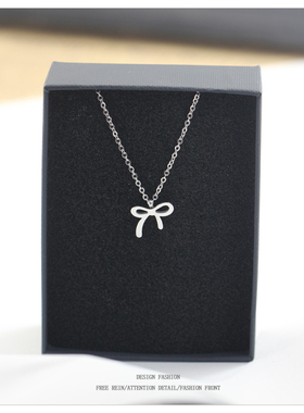 钛钢蝴蝶结项链女款2024新款轻奢小众锁骨链七夕情人节礼物送女友