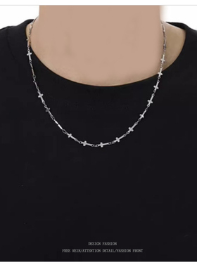 一串十字架项链脖子链女韩国可调节项链choker项链项圈十字架颈链