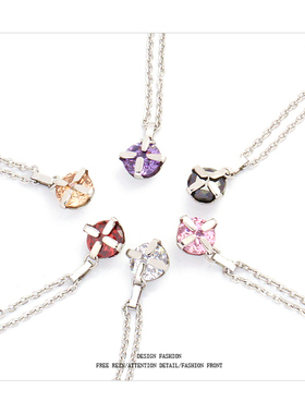 美美的多色闪钻吊坠钛钢项链女辣妹甜酷可爱百搭配饰设计感锁骨链