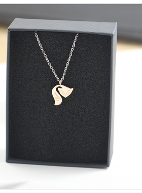 韩版简约钛钢彩金LOVE狐狸项链女锁骨链网红学生森系情人节日礼物