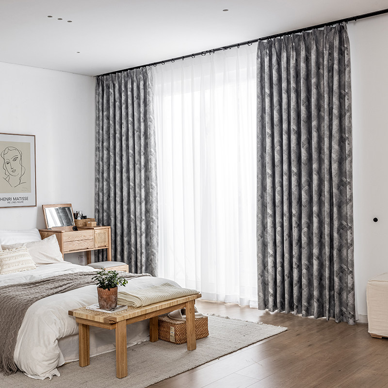 现代简约高温定型免熨烫100%遮光成品定制窗帘客厅卧室飘窗白色纱,淘宝优惠券,粉丝福利购,淘宝优惠卷