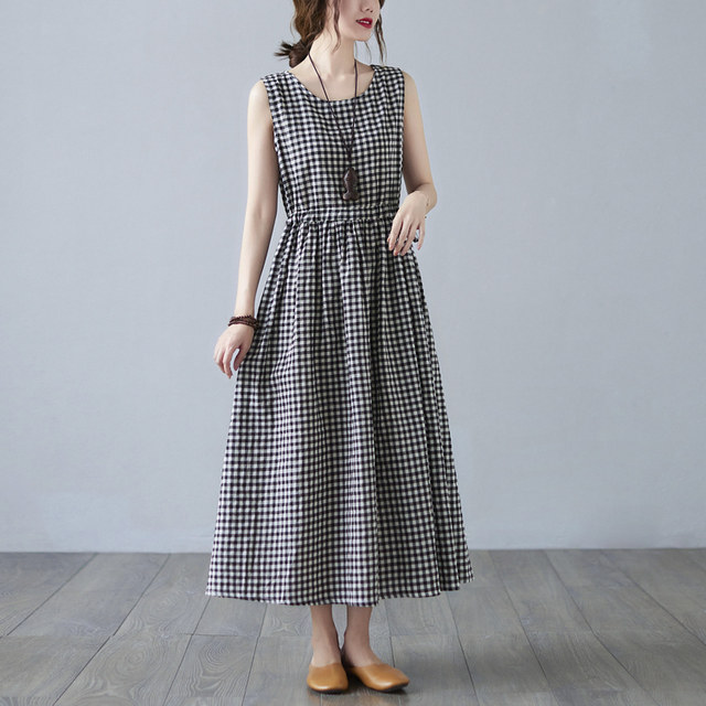 2021 New Literary Retro Washed Sleeveless Round Neck