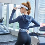 Спортивная куртка, одежда для йоги, кардиган с капюшоном для спортзала для отдыха, осенний лонгслив, в обтяжку, для бега