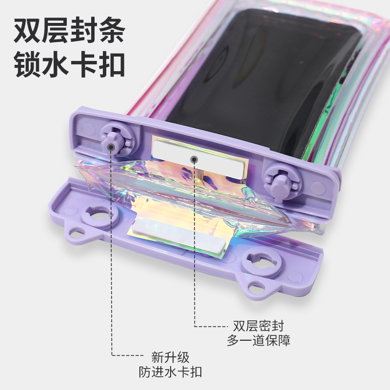 手机防水袋潜水套可触屏透明镭射手机包漂流游泳装备外卖骑手专用 - 图2