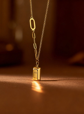精致暴富小方砖钛钢项链女款小众气质轻奢ins高级感百搭锁骨链660