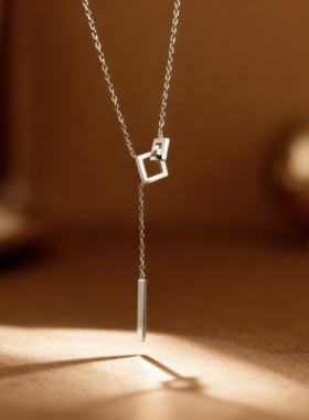 简约几何流苏方形环环相扣项链女小众气质轻奢ins冷淡风锁骨链938