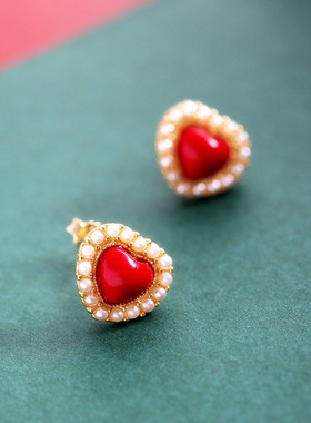 轻奢爱心珍珠耳钉项链925纯银