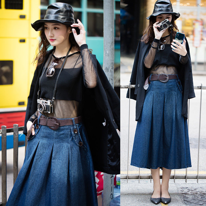 中长款夏秋高腰a字长款大码半身裙 特尚莱菲半身裙