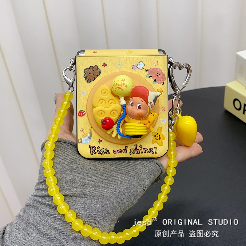 冰淇淋星星小人适用摩托罗拉razr50ultra手机壳折叠屏razr60新款磁吸支架带挂绳motorazr60铰链全包保护套女 - 图1