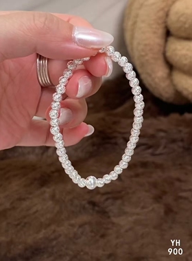 纯银猫眼陨石手串/好运连连/吉祥美好/雪花银傣家熟银食用银