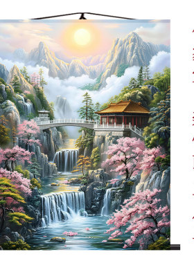 仙家堂口山水画暗堂挂画中堂画客厅玄关挂画佛道竖版三尺三装饰画