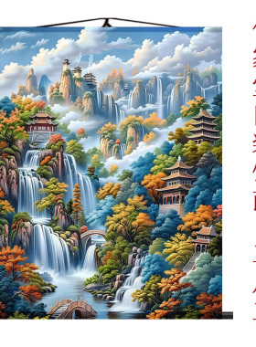 新款仙家画堂口无活物高清卷轴挂画防水不褪色装饰画客厅玄山水画