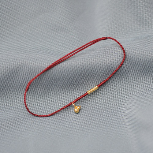 足金999小葫芦黄金金珠本命年纯手工编织精致红绳可调节手链脚链 - 图3