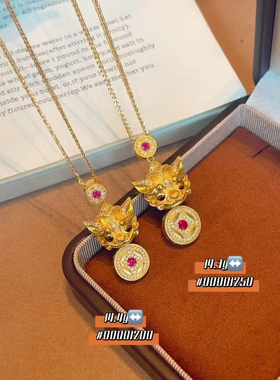 深圳水贝999足金古法点钻灵动眨眼镶嵌拉丝貔貅吊坠纳福聚财项链