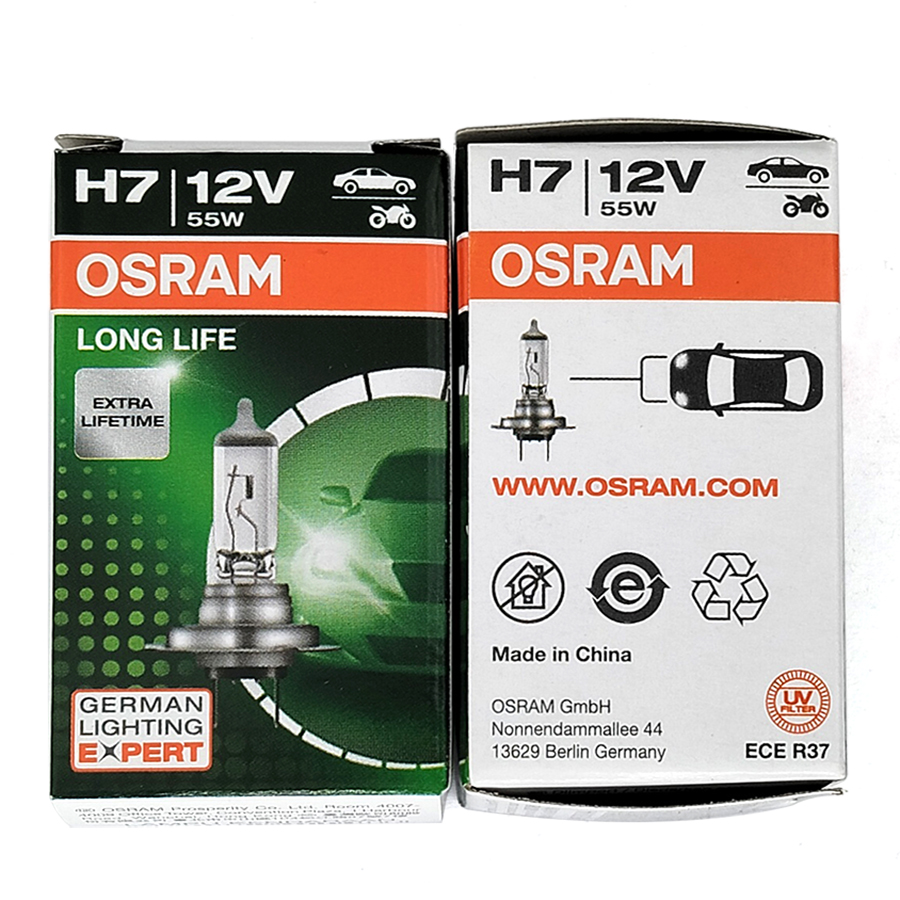 欧司朗汽车灯泡H7 12V/55W汽车大灯卤素灯泡前大灯远近光灯车灯 - 图0