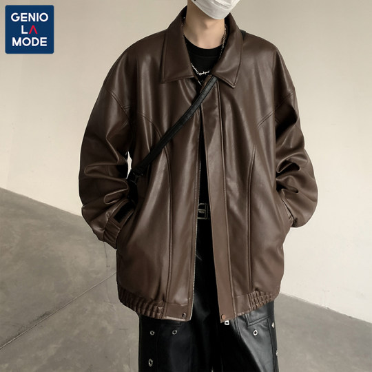 GENIOLAMODE皮衣外套男美式机车25冬季加绒男装痞帅飞行员夹克男