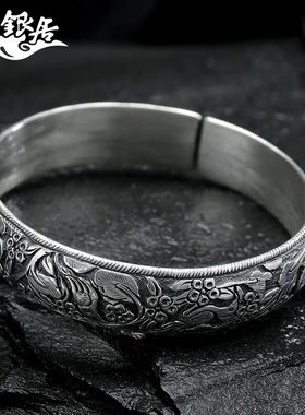 祥银居原创喜鹊登梅银手镯送妈妈