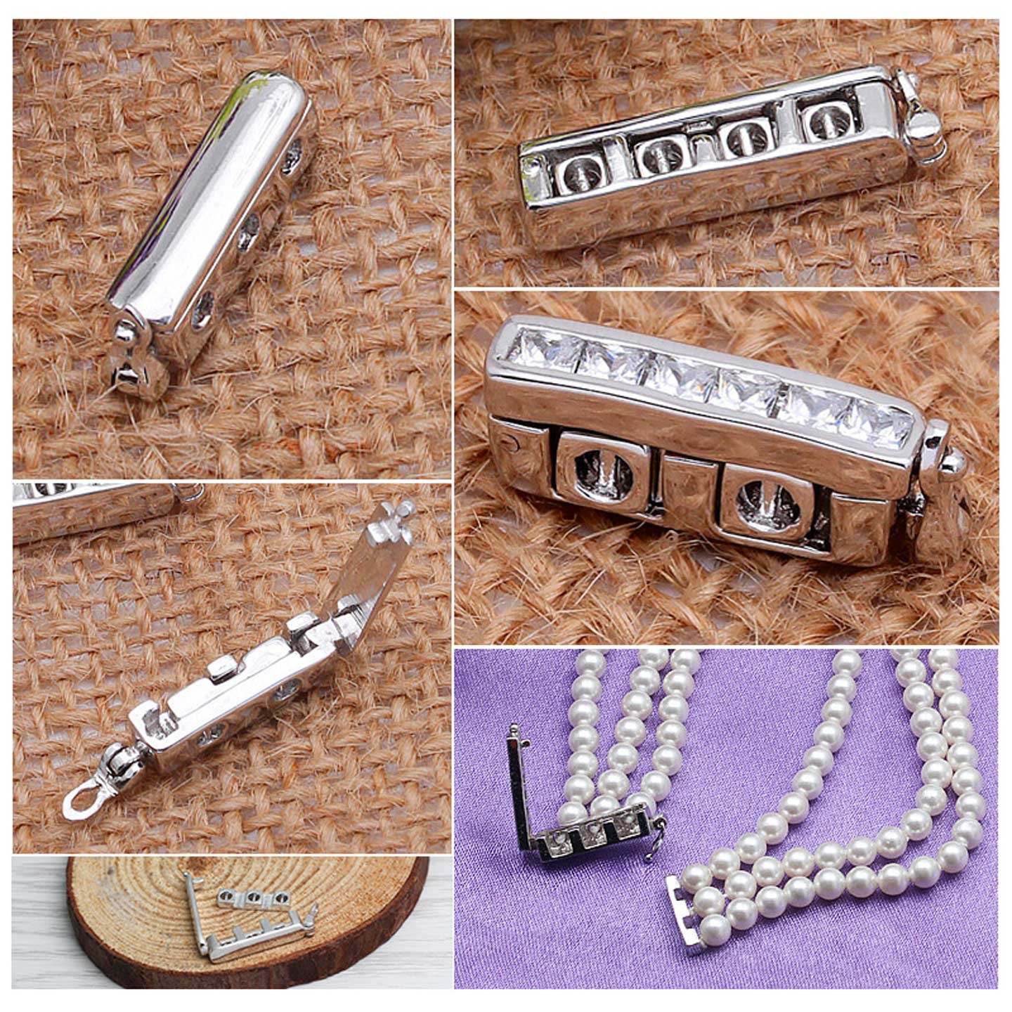 多排珍珠项链扣子双层二排扣手链三排搭扣S925纯银连接扣diy配件,淘宝优惠券,粉丝福利购,淘宝优惠卷