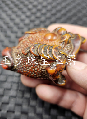 人造蜜蜡金蝉手把件橘红色