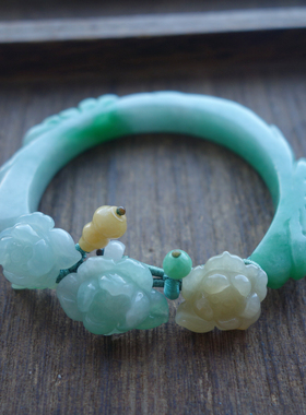 翡翠手牌编绳花朵玉手链