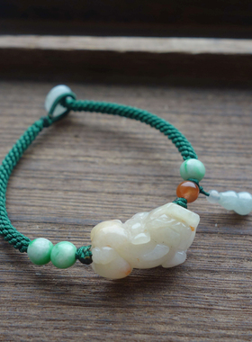 天然翡翠貔貅手链手工编绳旺事业