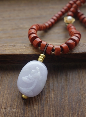 翡翠紫罗兰莲花吊坠南红锁骨链