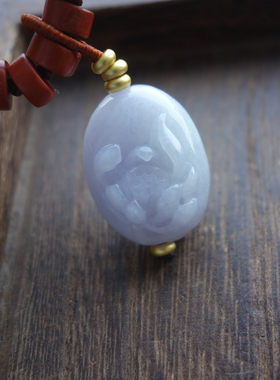 翡翠紫罗兰莲花吊坠南红锁骨链