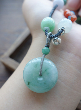 天然翡翠平安扣吊坠项链