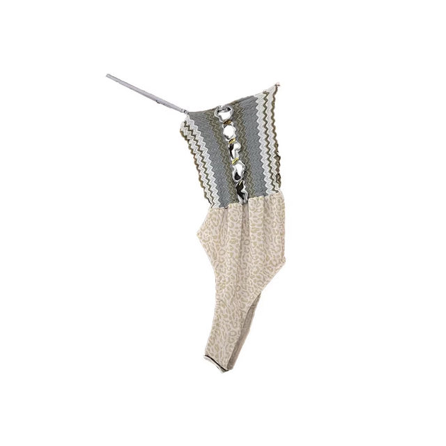 Huayi Shanghai high version 26ss new versatile retro ripple knitted splicing mesh suspender jumpsuit for women