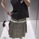 New Premium Vintage Lace Button Pleated Skirt