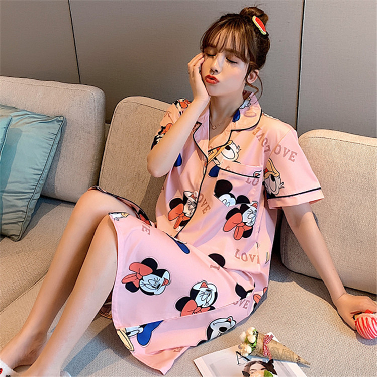 名聚服饰新款纯棉睡衣女夏季睡裙家居服女学生睡袍韩版可爱大码连体衣1