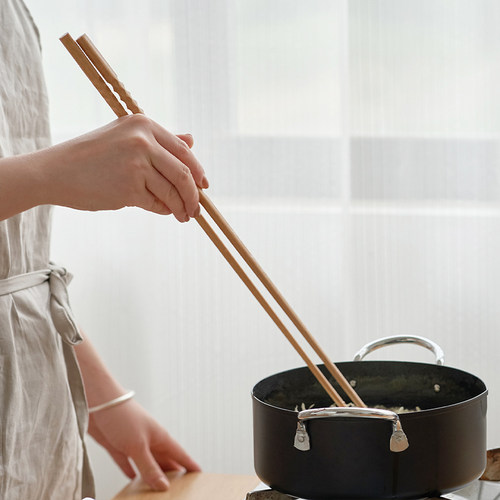 肆月长乐 长筷子油炸 油条火锅筷加长捞面木筷家用防滑耐高温简约 - 图1
