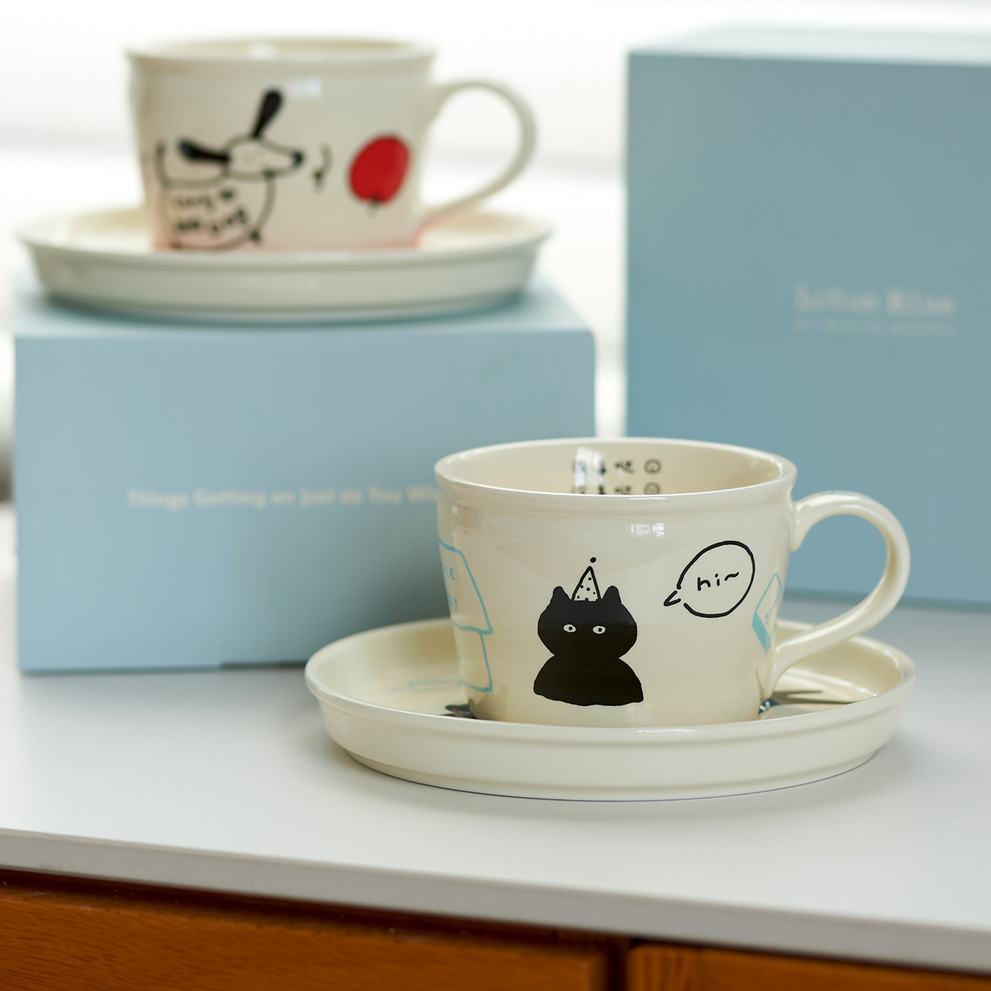 肆月陶瓷猫咪咖啡杯碟套装下午茶杯子女士个人专用美式拿铁拉花杯,淘宝优惠券,粉丝福利购,淘宝优惠卷