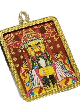 藏式西藏挂饰萨唐卡龙五爷吊坠嘎乌盒描金唐卡手绘藏区件五台山