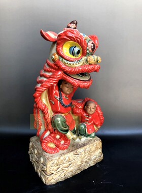 石湾公仔招财喜庆摆件黄飞鸿舞狮