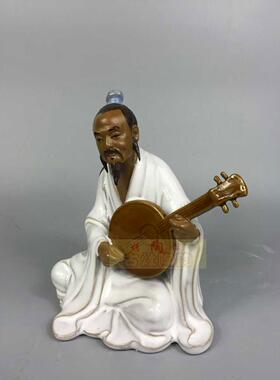 陶瓷石湾公仔书房人物抚琴工艺品
