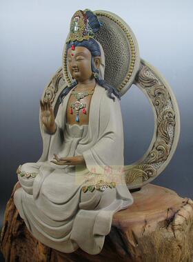 石湾公仔新德王观音陶瓷工艺品