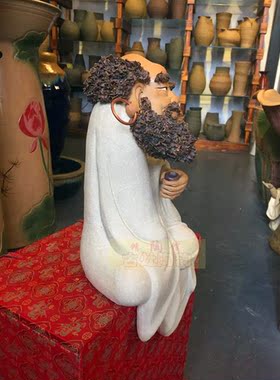 客厅书房招财摆件达摩品茶