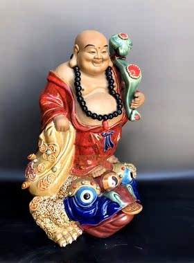 石湾公仔招财摆件站蟾如意佛