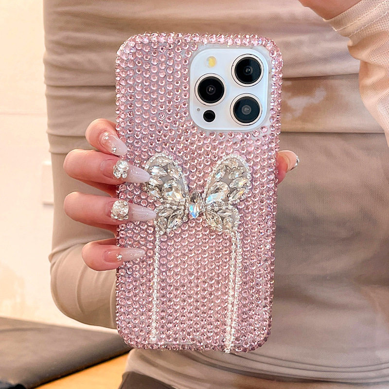 奢华闪钻适用iPhone16Pro Max贴钻苹果17Pro/14蝴蝶结流苏手机壳,淘宝优惠券,粉丝福利购,淘宝优惠卷