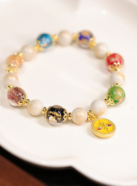 古法香灰琉璃手串女佛珠五路财