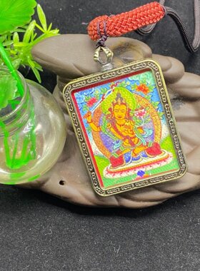 尼泊尔唐卡嘎乌盒文殊菩萨吊坠