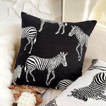 New light extravaganza Black royal horse with pillow French style net red zebra modern minimalist living-room sofa cushions cover