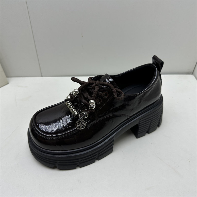 2026春季新款英伦风厚底乐福鞋女漆皮系带粗跟深口单鞋百搭小皮鞋,淘宝优惠券,粉丝福利购,淘宝优惠卷