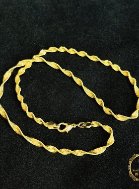 中古短项链vintage素金素银