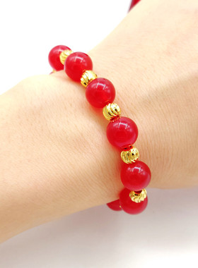 红玛瑙越南12生肖手链镀金