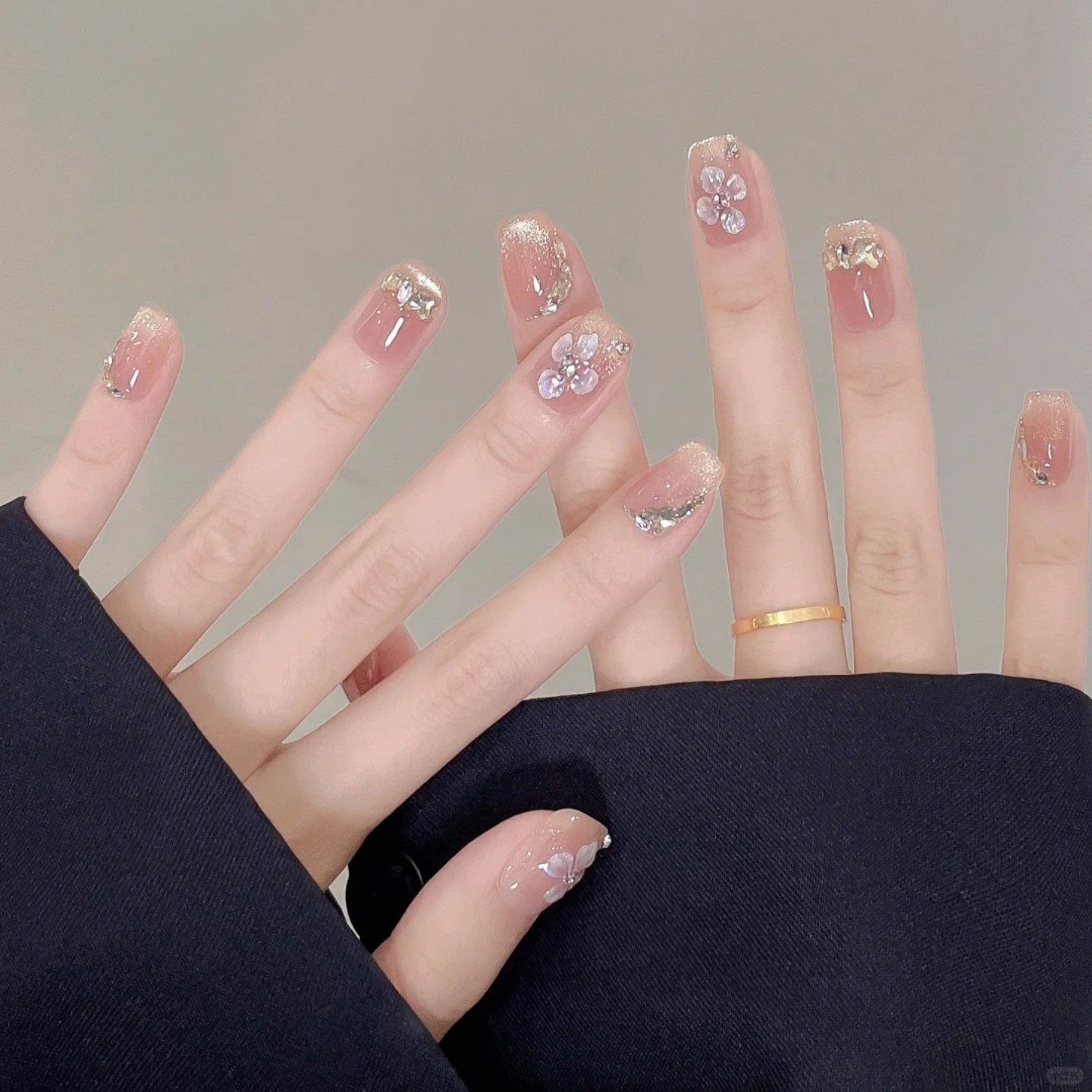 金光猫眼花花美甲穿戴甲手工短款温柔日常渐变成品纯欲高级感立体,淘宝优惠券,粉丝福利购,淘宝优惠卷