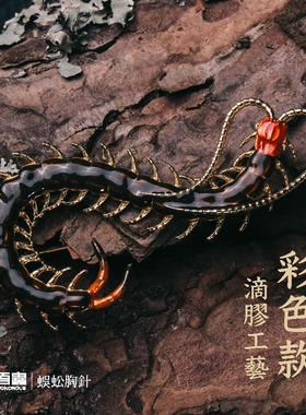 吾蟲原创黄铜滴胶彩色百搭胸针