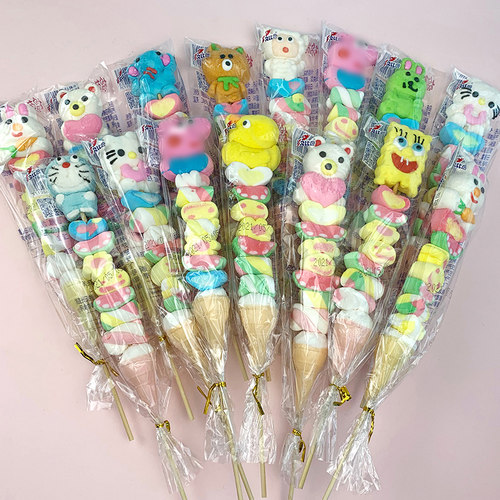 串串棉花糖棒棒糖卡通可爱造型糖葫芦串糖果女神节摆摊整箱批发 - 图2