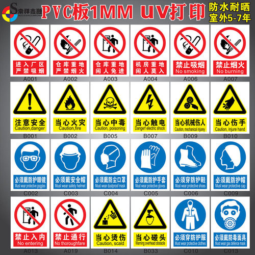 安全标识牌定制工厂车间仓库禁止吸烟严禁烟火标志消火栓灭火器提示标示贴有电危险当心触电小心碰头指示牌子 - 图1